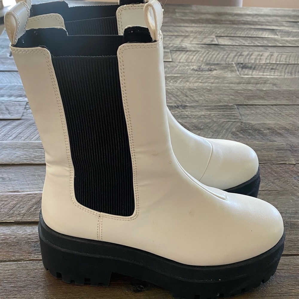White combat boots